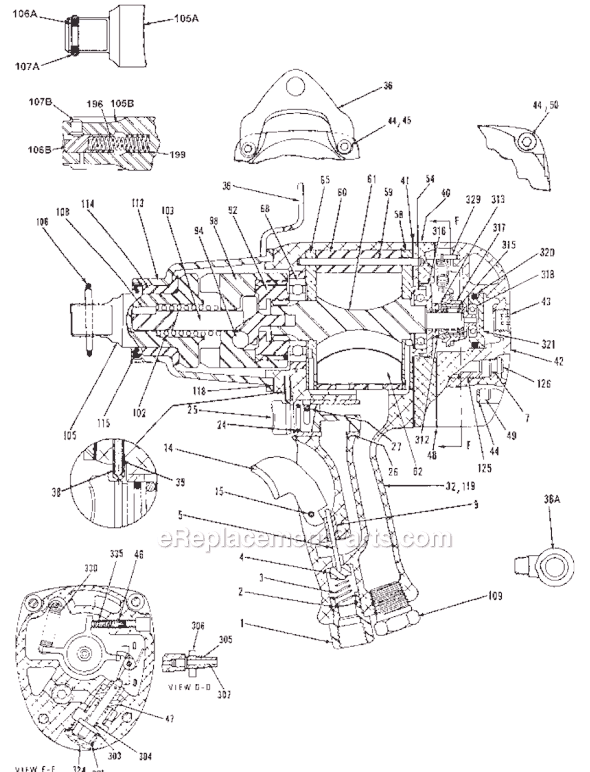 Page A Diagram and Parts List for CP6060TESAB T024176 Chicago Pneumatic Wrench